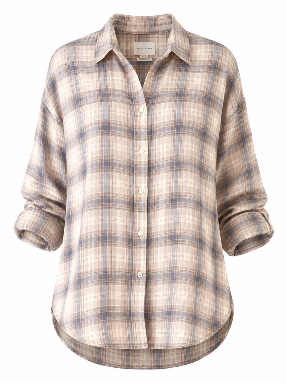 American Eagle Oversized Plaid Flannel Shirt Women’s Small Relaxed Lightweight